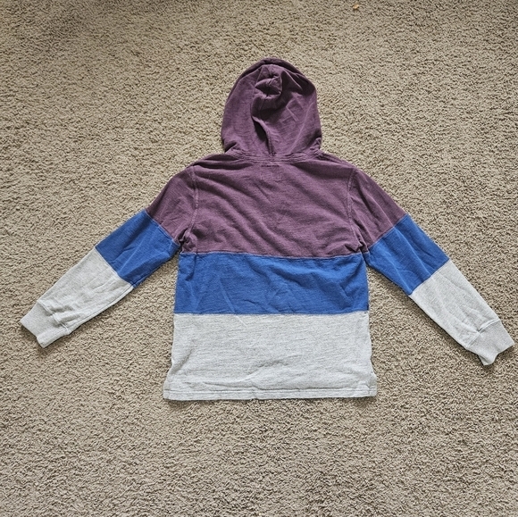 A&F Abercrombie Pullover Sweatshirt Mens Size XS Blue Purple Grey Stripes Button - Picture 7 of 7